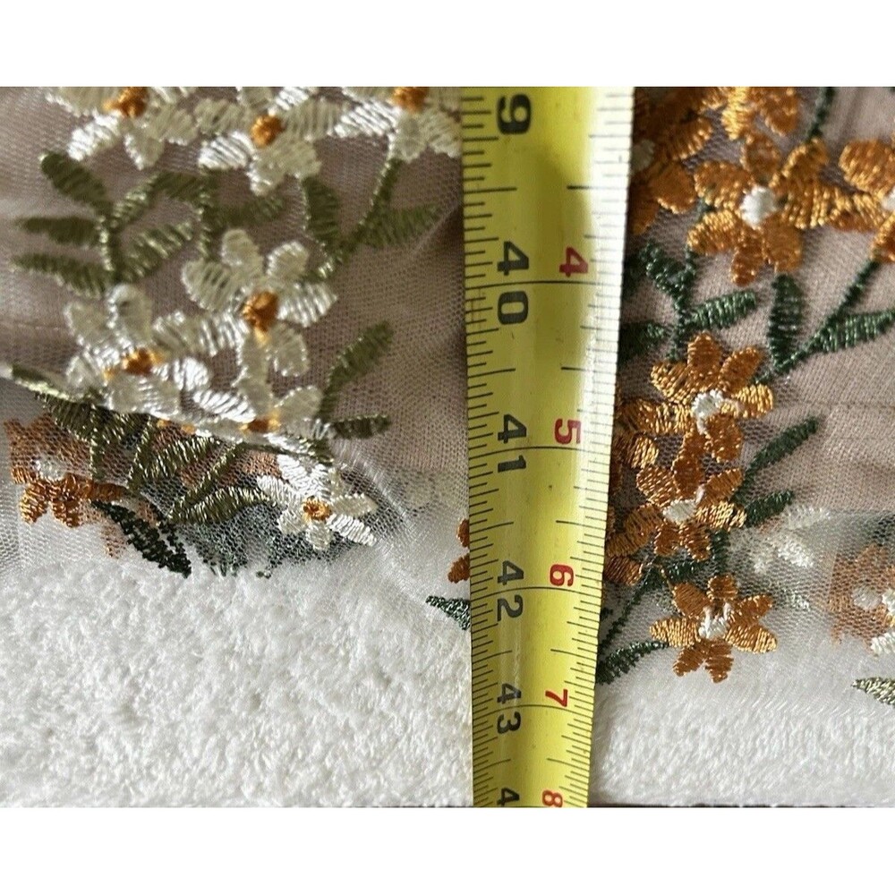 Bohme Floral Embroidered Sheer Lined Fit & Flair Midi Dress Boho Romantic Size L - Picture 12 of 12